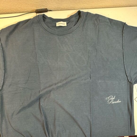 NWT Club Paradise Unisex Blue Resort Tee Raw Hems Classic Graphic Tee Shirt - XL - Picture 8 of 10